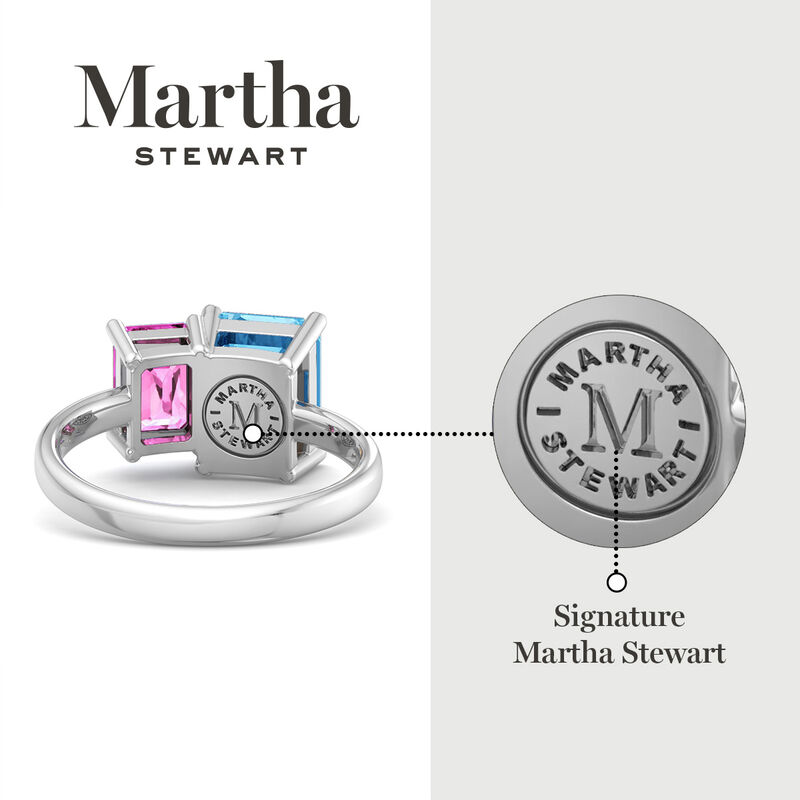 Martha Stewart 3 1/4ctw. Pink Sapphire & Blue Topaz Two Stone Ring In Sterling Silver image number null